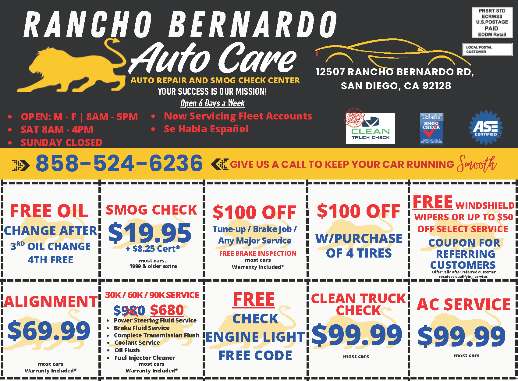 Rancho Bernardo Auto Care - Specials